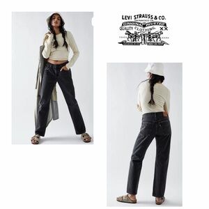 Levi's Women's Dark Gray middy Straight Leg Jeans